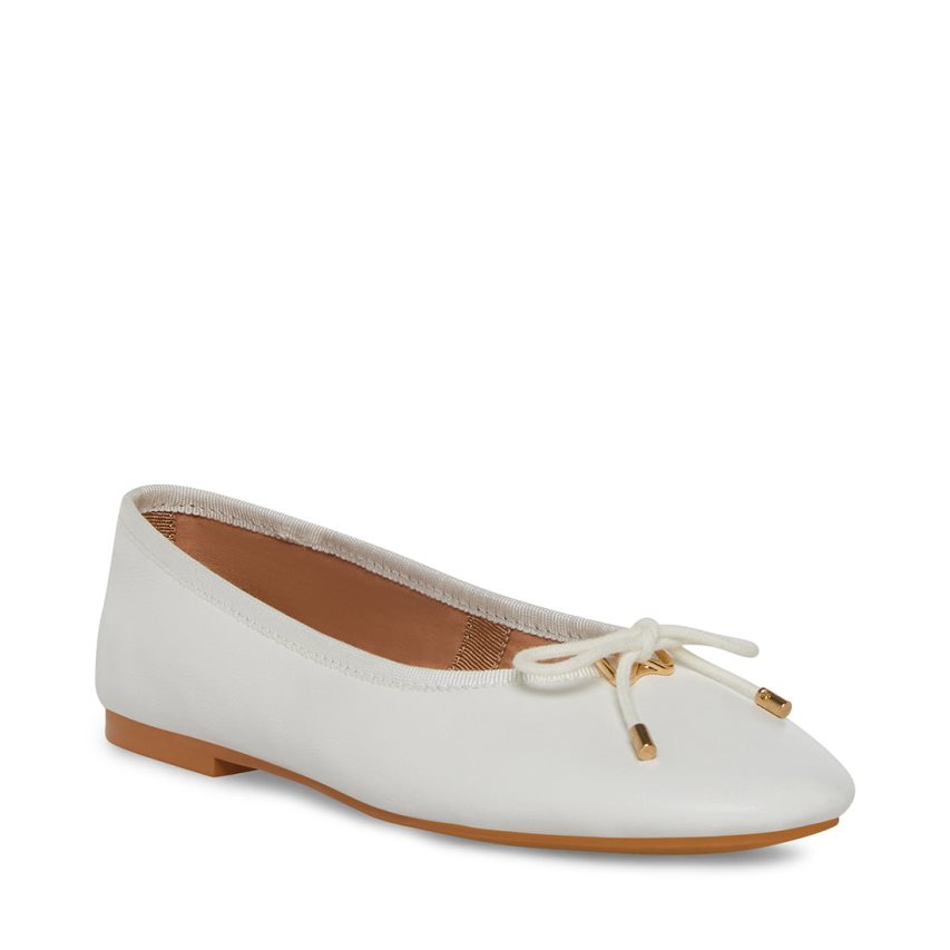 White Steve Madden Blossoms Leather Women's Ballet Flats | PH 5189WIY